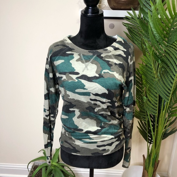 J. Crew 100% Merino Wool Camouflage Crewneck Sweater Small - Picture 3 of 7